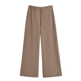 Fongt Homemade New Women's Pin-Sleeveless Top Textured Wide-Legged Casual Trousers
