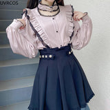 Women Shirts Lolita Y2K Cute Japanese Style Blouse Elegant Long Sleeve Sweet Tops Casual Office Ladies Aesthetic Shirt-Outfit