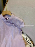 Chinese Style Blouse Purple Improved Cheongsam Blouse Women's 2024 New Summer Lady Button Short-Sleeved Shirt-Outfit