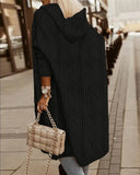 Twisted Texture Hooded Mid-length Trench