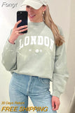 Sweatshirt Women 2023 Spring Autumn Clothing Letter Printed Vintage Sweatshirts Tops Fashion Pullovers Sweatshirts
