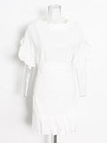 Fashion Casual Wind Collar Skirt 2025 Summer New High-End Feel-Leaf Hem Design Short Dress
