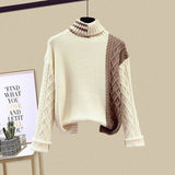 Winter Knitted 2 Piece Sets Women Long Sleeve Knitted Sweater And High Waist Mesh Long Skirts Sets For Women