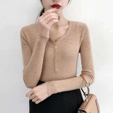 Women's Autumn And Winter Knitted Sweater With 2023 New High-End V Tie Bottom Slim White Long-Sleeved Blouse-Outfit
