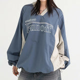 Color Casual V-Collar Loose Coat 2024 Spring / Summer Style Rope Design Basic Comfortable T-Shirt Sweater-Outfit
