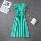 Butterfly Sleeve Ruffles Medium Long Vacation