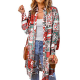 Fongt Beach Coat Bohemian Shirt Clips Loose Casual Printed Long Cardigan Women's Clothing