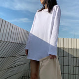 Fongt Long White Solid Color Outside Wear Long Sleeve Bottom T-Shirt Hoodie Lining Fold Wear Autumn Woman Loose-Outfit