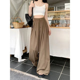 Fongt Mop Floor Suit Pants Female Autumn Korean Version 2024 New High Waist Show Thin Feeling Wide Leg Casual Long Pants-Outfit
