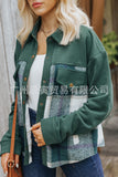 The Ins Hot Autumn Winter Ladies Coat Cotton Sweaters Wool Plaid Patchwork Multi-Pocket Jacket-Outfit