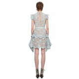 New Arrive High Quality Light Blue Dresses Women Asymmetry Summer Runway