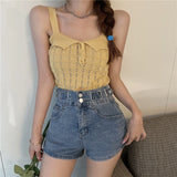 New Small Fresh Sweet Hottie Sling Female Summer Wear Inner Vest Bow Hollow Sleeveless