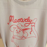 Cartoon Cowboy Cat Print Oversized T-shirt-Outfit