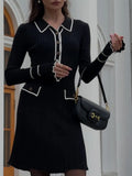Fongt Temperament Long-Sleeved Knitwear Women's New Short French Pit Tight-Knit Dress In Spring