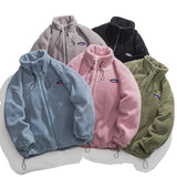 Colors Hip Hop Streetwear Jacket Coat Fleece Fur Plain Jacket Harajuku Embroidery Jacket 2022 Men Winter Jacket Zip Up