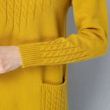Mid-length Plus Velvet Bottoming Sweaters Women's Thicken Soft Long Knitted Tops Mock Neck Slim Warm Pullovers With