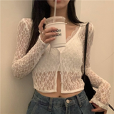 Shirts Women Elegant Aesthetic Chic Cozy Summer Sun-proof Crop Tops French Style Hollow Out Vacation Fashion Ins