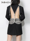 High Street Blazer For Women Notched Collar Long Sleeve Cut Out Solid Blazers Female Clothes Style New 2022