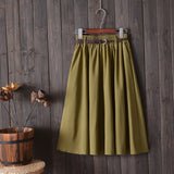 Fongt New College Wind Small Fresh Literary A Word Skirt Versatile Long Skirt Female Send Belt-Outfit