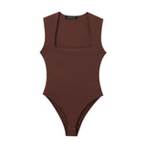 New Square Collar Solid Color Slim Sexy Sleeveless Jumpsuit 3905008-Outfit