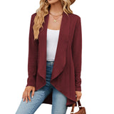 New Solid Color Long-Sleeved Cardigan Loose Jacket Knit Coat Female-Outfit