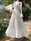 Fongt Suspension Dress Women's Spring 2025 New Design Small White Dress Vacation Waist Dress