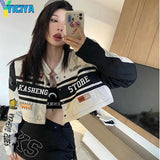 Bomber Woman varsity Jackte Long Sleeves Race Car Jacket Vintage Detachable Hem Coat 2022 Summer American Baseball
