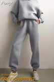 Suit Solid Casual Tracksuit Women Fleece 2 Pieces Set Winter Spring Sports Warm Sweatshirts Pullover Sweatpants