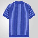 Fongt Men's Summer New Striped Knit Dresses Short Sleeves Clip Business Polo