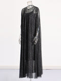French Temperament Famous Wind 2025 Summer New Cape 镶钻钻 High-End Fashion Mesh Splicing Dress Dress