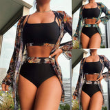Fongt New Swimsuit Female Bikini Sexy Split Swimsuit Blouse Sunscreen Beach Three-Piece