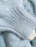 Blue Knitted Rose Buttoned Cardigan-Outfit