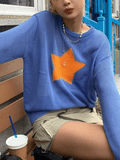 Star Pattern Semi Sheer Knit Top-Outfit
