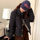 Small Fragrant Wind Short Down Jacket Female In 2024 Winter New Diamond Gold Buckle Warm Small Lapel Coat Tide-Outfit