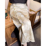 Cheongsam Elemental Skirt Is Very Good-Looking, The White Retro Skirt Is High-Waisted And Thin, With The Buttocks Buckled And The Children.-Outfit