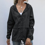For Women 2021 Hooded Windproof Female Basic Zipper Coat Womens Clothing Solid Color Long Sleeve Casual Cardigan