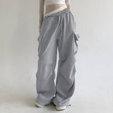 Solid Color Pocket Pleated Sweatpants-Outfit