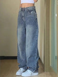 Pocket Design Blue Wash Boyfriend Jeans-Outfit