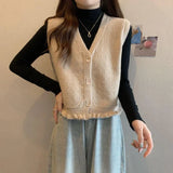 Fongt Vest Women's 2025 New Wear Early Spring Wooden Ear-Side Sweater Vest Stacked Shoulder Woman