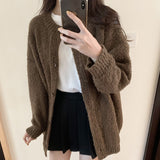 Cardigan Candy Color Soft Waxy Sweater Girl Autumn And Winter New Loose Lazy Circle Yarn Sweater