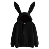 Cute Bunny Ears Hoodies Top Casual Fashion Solid Color Long Sleeve Hooded Sweatshirt Pullover Outwear Fall Spring