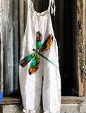 Summer Slub Linen Vintage Print Wide
