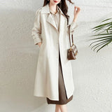 This Year Popular In The Long Style Versatile British Trench Coat Female Spring And Autumn Foreign Style Rice White Small Suit Coat-Outfit