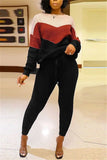 Block Long Sleeve Knitted Pants