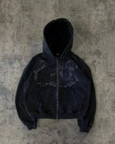 Fongt Harajuku Y2K Spring And Autumn Hooded Sports Cardigan Zip Graffiti Print Long-Sleeved Hoodie Coat Code