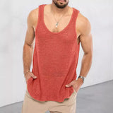 Fongt Spring And Summer Men's Casual Top Tank Top Sleeveless Knit Pure Color Men's Sweater