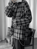 Men's Long Sleeve Checkered Button Shirt-Outfit