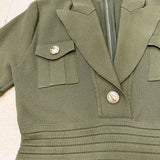 QUALITY Newest 2023 Designer Runway Fashion Women's Short Sleeve Notched Collar Lion Buttons Knitted