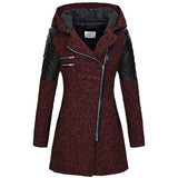 Fongt Explosion Of Women's Autumn And Winter Long Hooded Loose Zip-Chain Coat