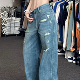 Vintage Washed Ripped Boyfriend Jeans-Outfit
